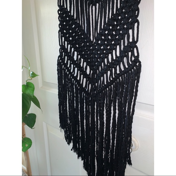 Handmade Black Macrame Wall Hanging - Picture 4 of 4